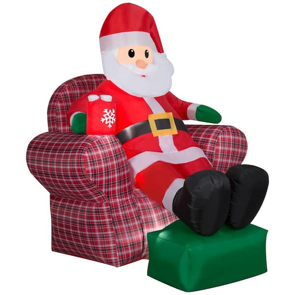 Unbranded 6 ft. Tall x 5.4 ft. W Christmas Inflatable Airblown-Santa in Recliner Scene