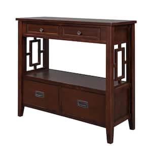 36 in.Espresso Console Wood Table with Drawers