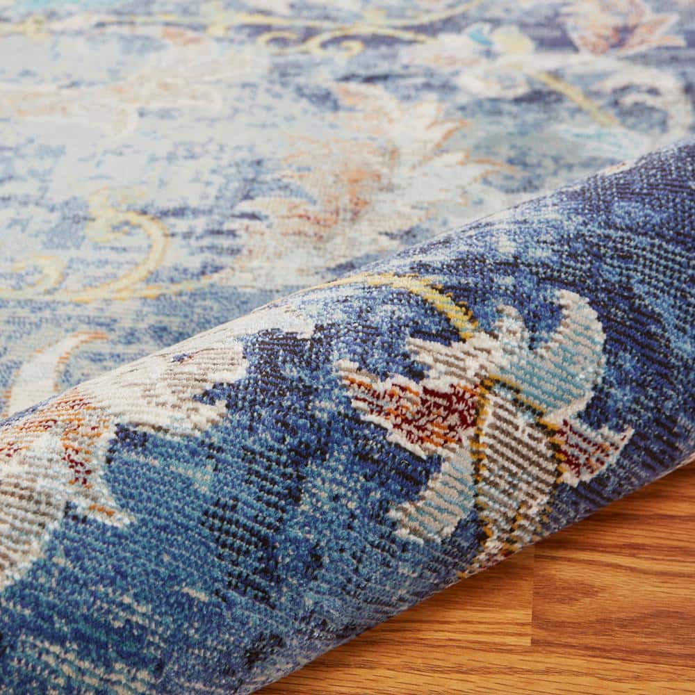 Handmade Tufted Floral Blue Synthetic 5' x 8' Area Rug