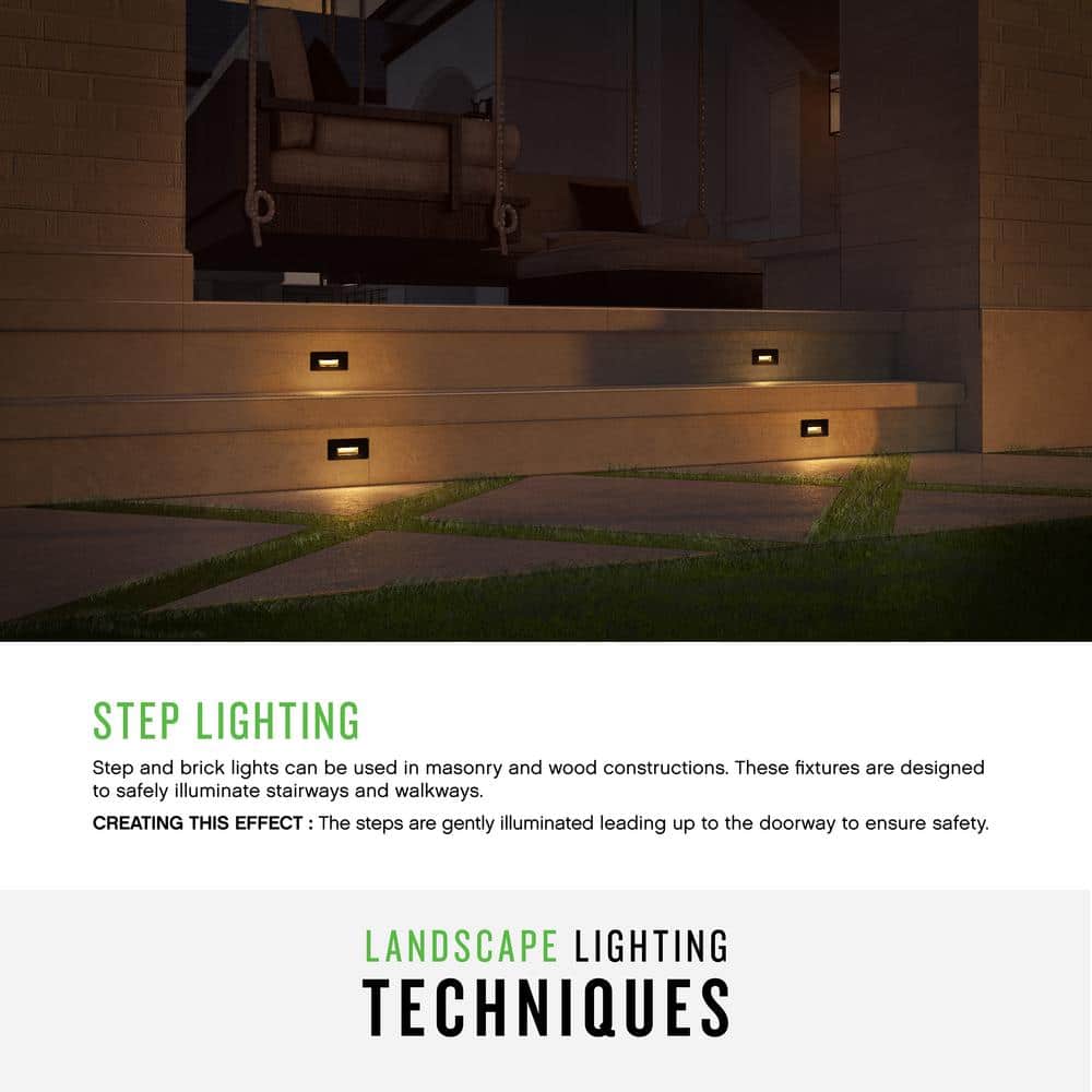 Bronze 8" LED Step Light with Etched Glass