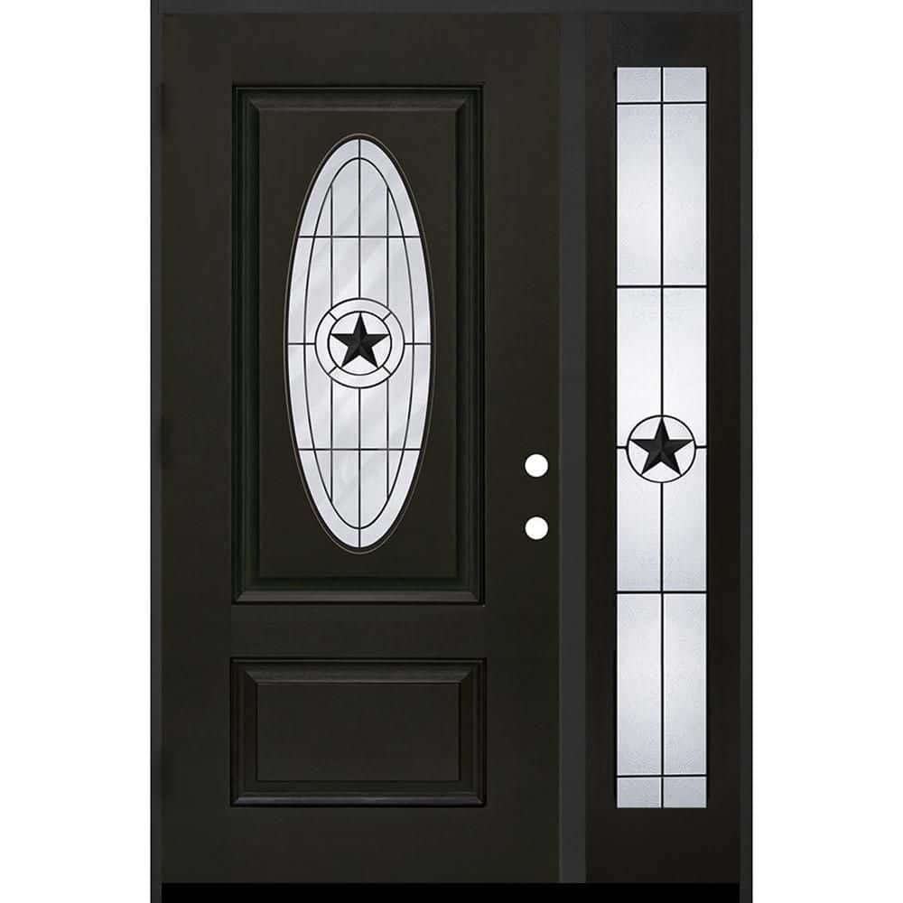 Regency 53 in. x 80 in. 3/4L Oval Alamo Glass RHOS Onyx Mahogany Fiberglass Prehung Front Door w/14in-Full SL 6-9/16 price history on PriceWatchPro