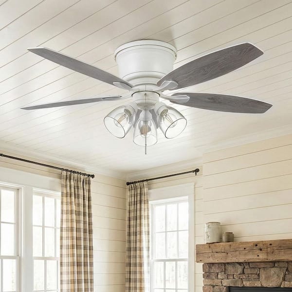 Hampton Bay Stoneridge 52 in. Indoor LED Matte White Hugger