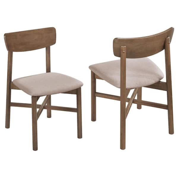 Benjara Rida Brown and Gray Fabric Slat Back Dining Chair (Set of 2)