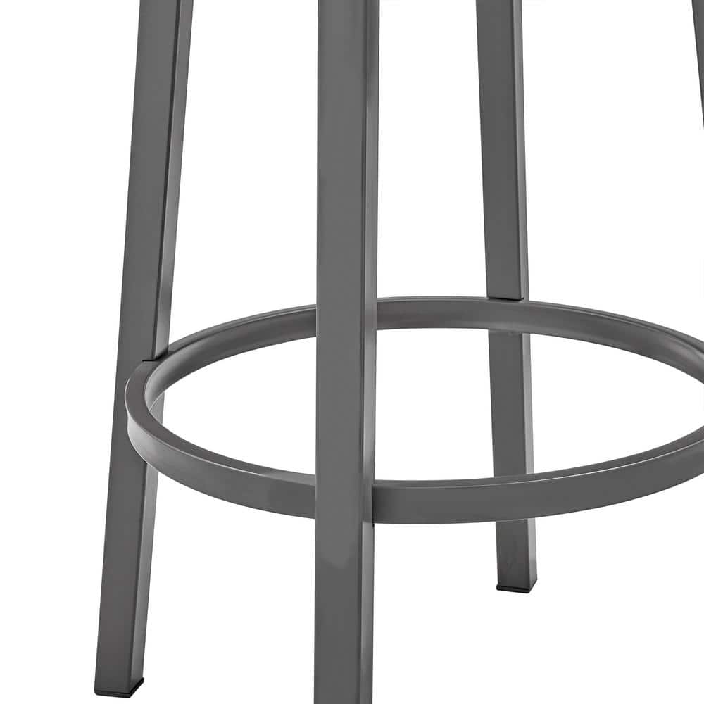 Java Brown Faux Leather Swivel Bar Stool with Metal Frame