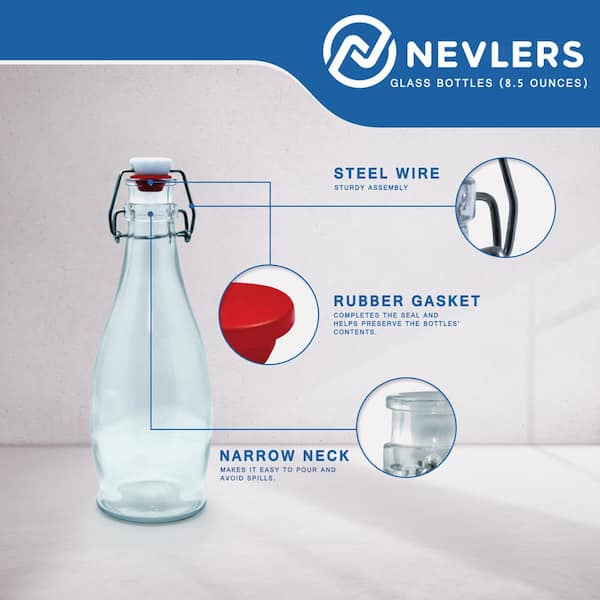 Nevlers Pack of 18 : 8 oz. Leakproof Amber Glass Bottles with