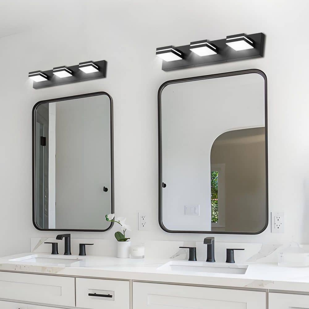 24 in. 3-Light Black Modern LED Vanity Light Wall Sconce Over Mirror price history on PriceWatchPro