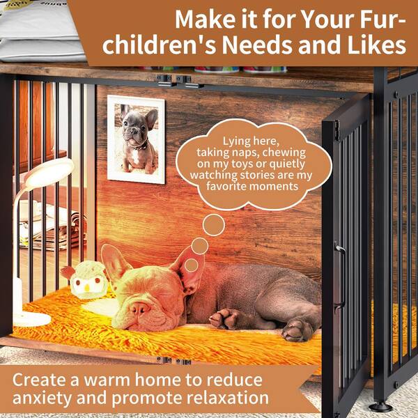 BOZTIY Dog Crate Furniture, 37 Wooden Heavy Duty Kennel Metal