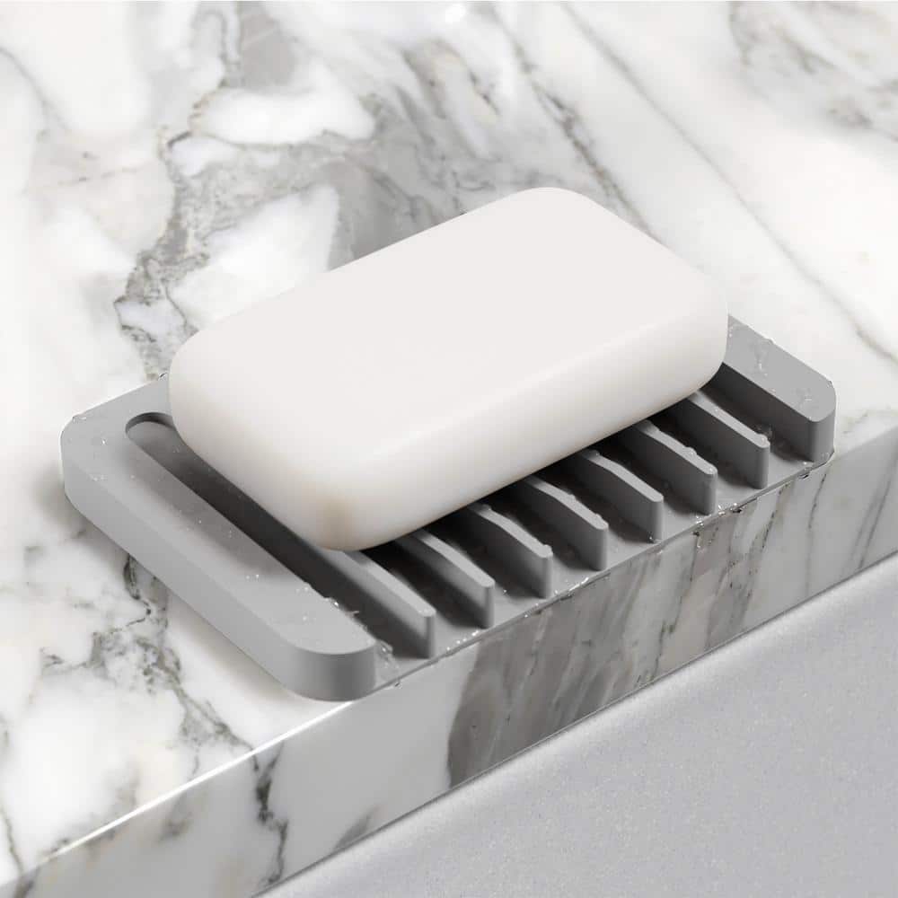 Self-Draining Silicone Soap Dish/Sponge Holder Drying Mat for Bathroom or Kitchen Counter in Light Grey price history on PriceWatchPro