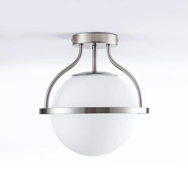 Raleigh 11 in. 1-Light Chrome Modern Minimalist Dimmable Semi-Flush Mount