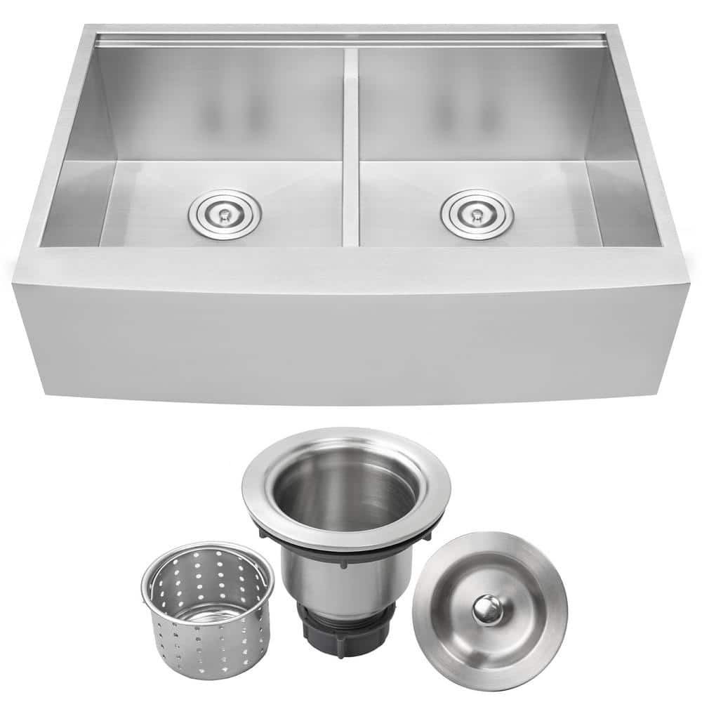 Ticor Bryce Zero Radius Farmhouse Apron Front 16-Gauge Stainless Steel ...