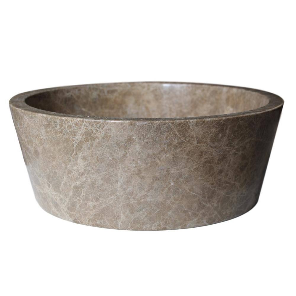 TashMart Tapered Natural Stone Vessel Sink In Brown TM012-LE - The Home ...