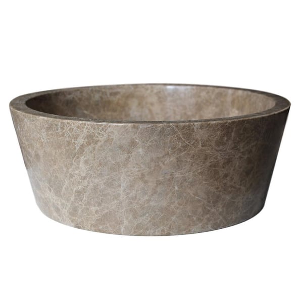 TashMart Tapered Natural Stone Vessel Sink in Brown