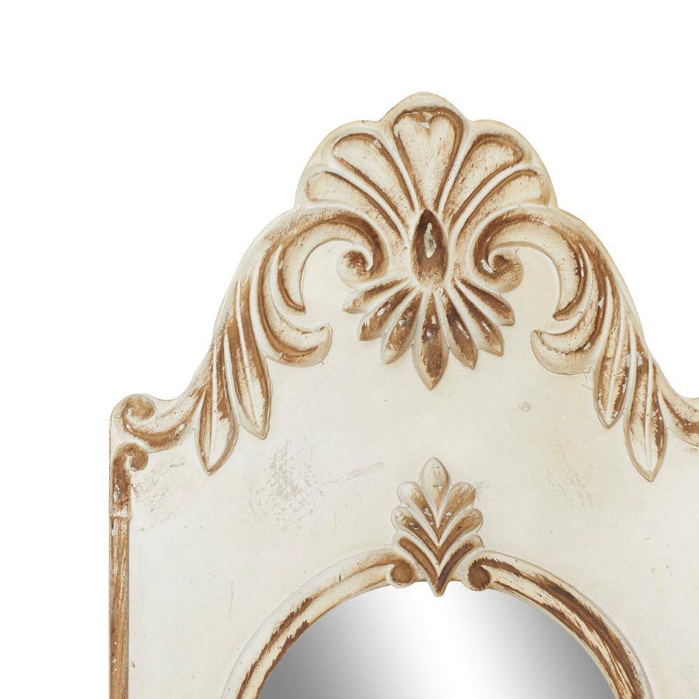 Distressed White Wood Full Length Arch Wall Mirror