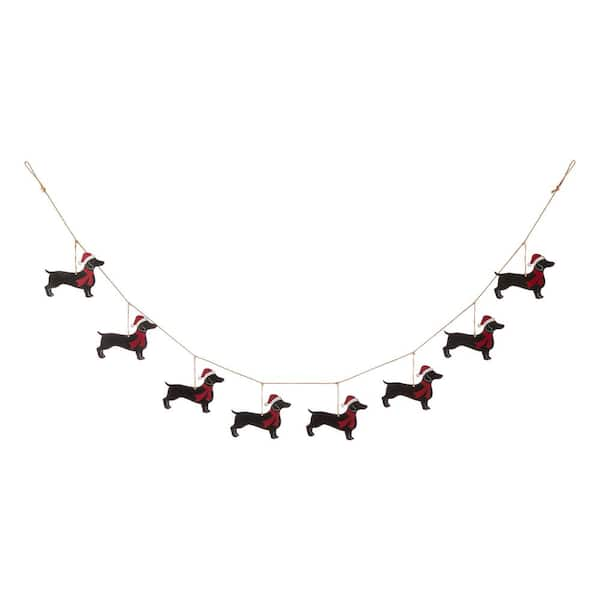 Glitzhome 6 ft. L Metal Christmas Dog Garland