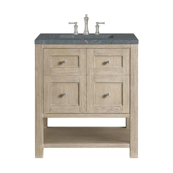 James Martin Vanities Breckenridge 30.0 in. W x 23.5 in. D x 34.18 in. H Single Bathroom Vanity Whitewashed Oak and Parisien Bleu Quartz Top