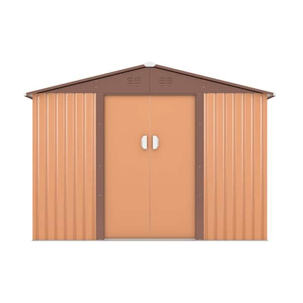 9.1 ft. W x 10.3 ft. D Outdoor Metal Storage Shed Garden Tool Galvanized Steel Shed 93.73 sq. ft.