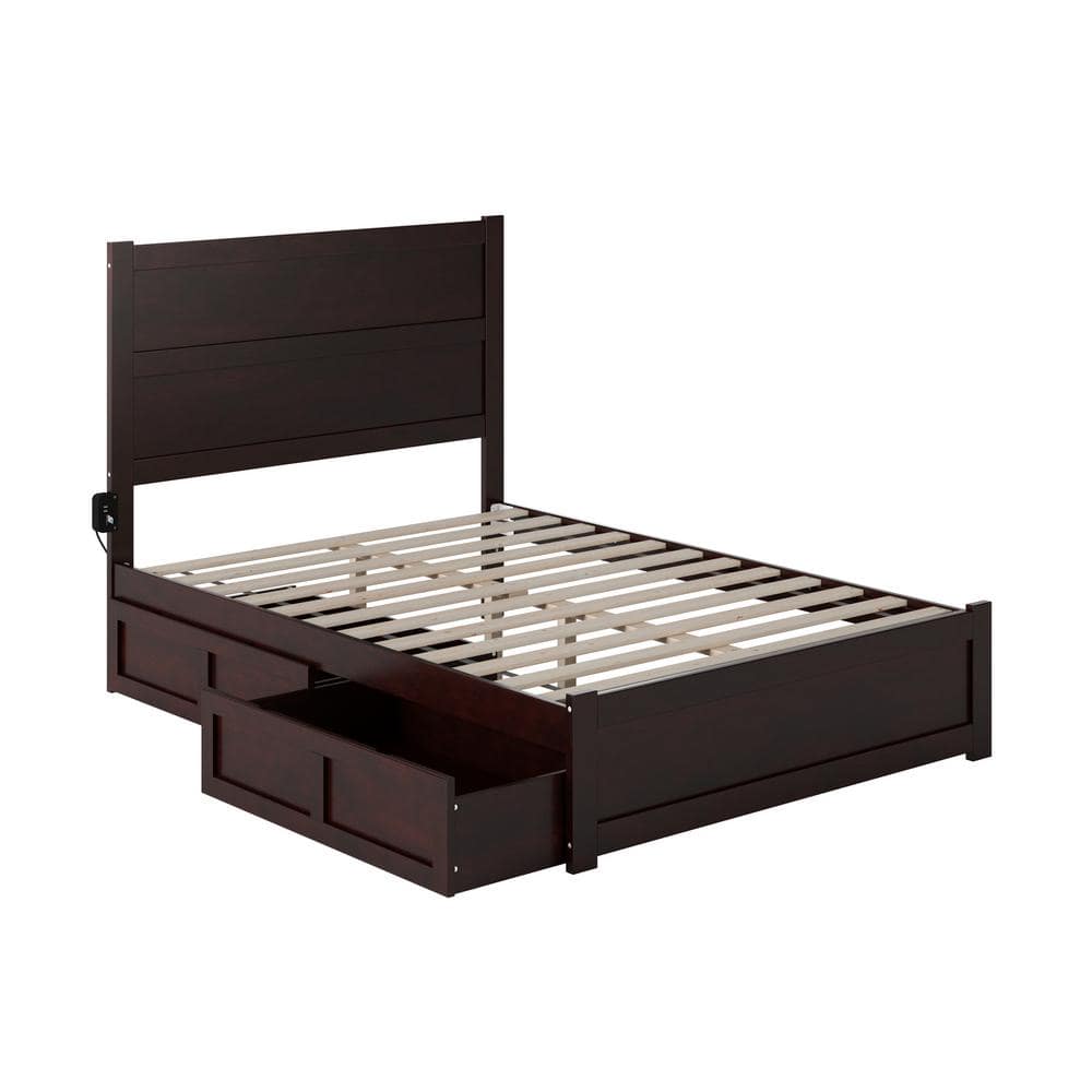 AFI NoHo Espresso Full Solid Wood Storage Platform Bed with Footboard ...