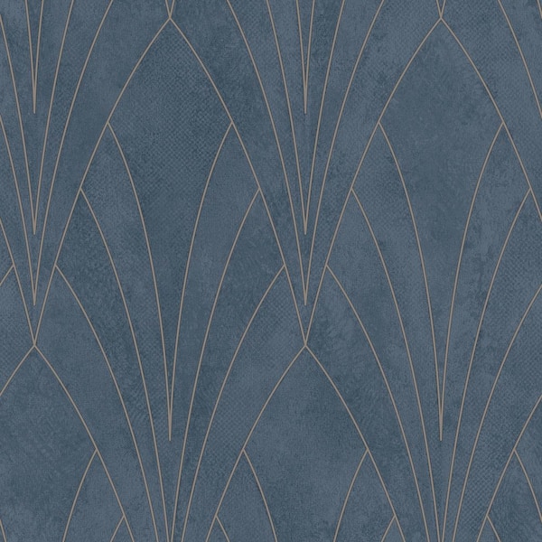 Art Deco Fan Blue Texture Ground Wallpaper
