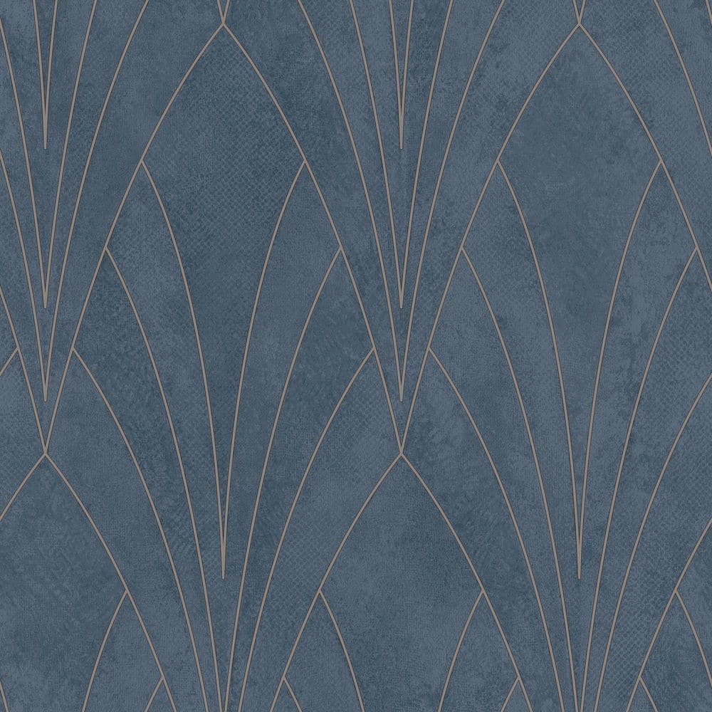 Art Deco Fan Blue Texture Ground Wallpaper Sample price history on PriceWatchPro