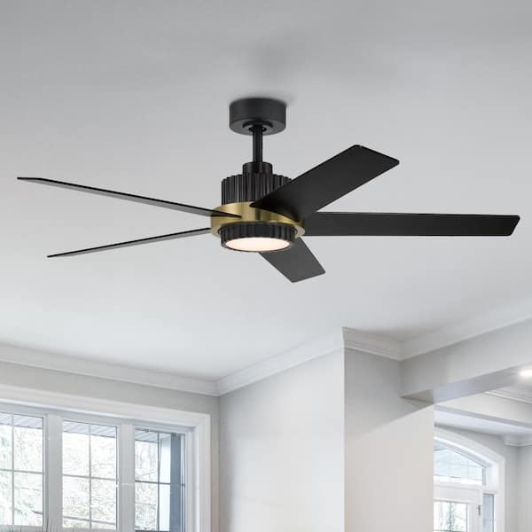 Cassique 52 in, Integrated LED Indoor/Outdoor Matte Black Selectable CCT Ceiling Fan with Light, Remote Control