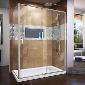 Flex 34-1/2 in. D x 56 in. to 60 in. W x 72 in. H Semi-Frameless Neo-Angle Pivot Shower Enclosure in Brushed Nickel