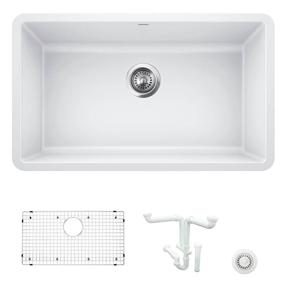 Precis 30 in. Undermount Single Bowl White Granite Composite Kitchen Sink K