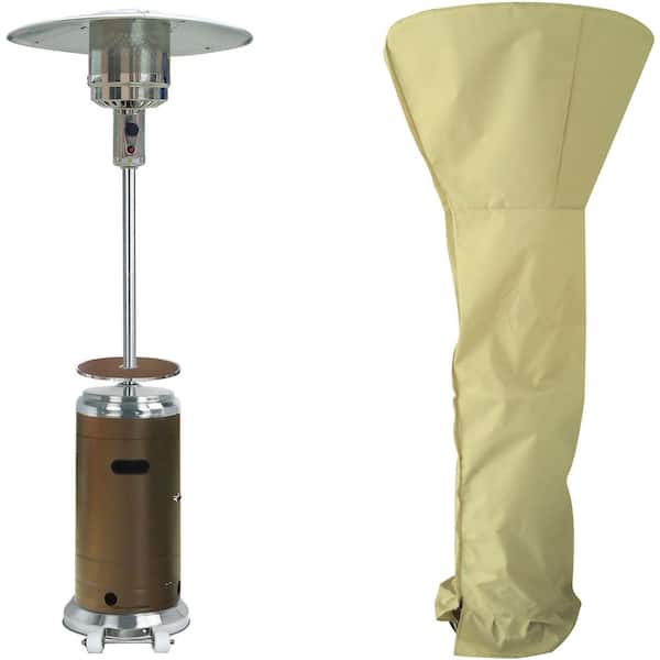 Hanover 48,000 BTU Bronze and Stainless Steel Umbrella Patio Heater with Weather-Protective Cover