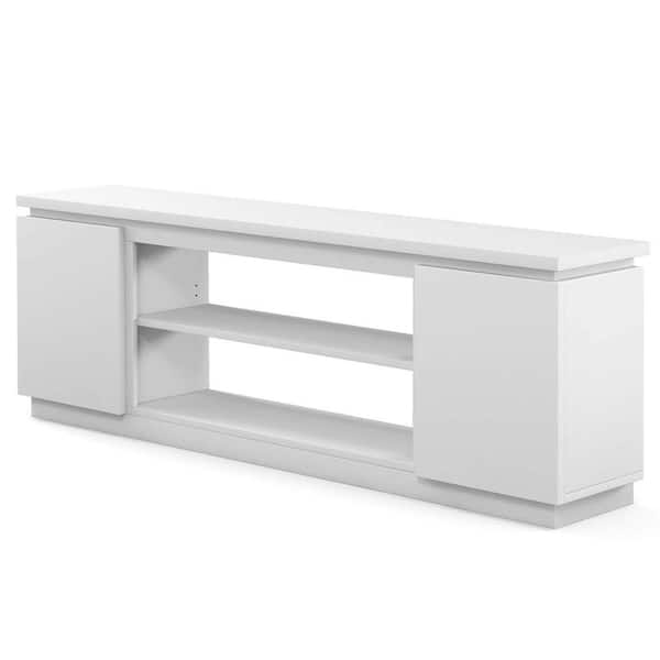 White TV Stand Entertainment Center Fits TV's up to 65 to 80 in. with 3 Adjustable Shelves