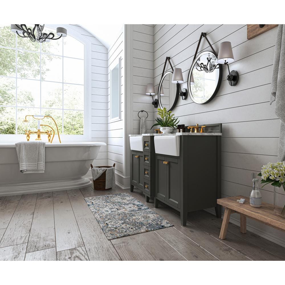 Adeline 60'' Sapphire Gray Double Bathroom Vanity with Marble Top