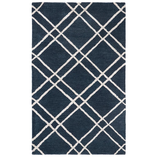 Himalaya Navy/Silver Doormat 3 ft. x 5 ft. Geometric Diamonds Area Rug