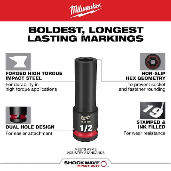 Milwaukee SHOCKWAVE Impact Duty 3/8 in. SAE Deep Impact Rated