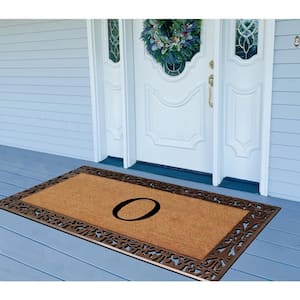 A1HC Paisley Black/Beige 30 in. x 60 in. Rubber and Coir Outdoor Durable Entrance Monogrammed O Door Mat