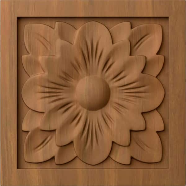 Ekena Millwork 5/8 in. x 3 in. x 3 in. Unfinished Wood Cherry Small Dogwood Flower Rosette