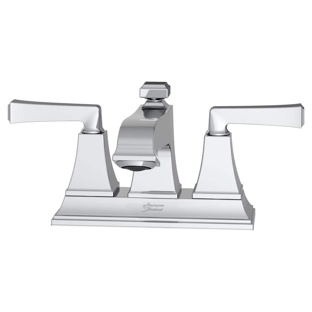 Polished Chrome Brass 2-Handle Bathroom Sink Faucet with Drain