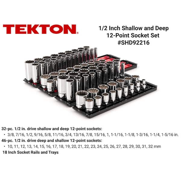 1/2 in. Drive 12-Point Socket Set with Rails (3/8 in.-1-5/16 in., 10 mm-32 mm) (78-Piece)