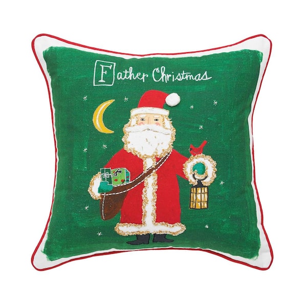 C&F Home Green Father Christmas Santa Claus Throw Pillow