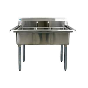 35 in. Stainless Steel 3-Compartments Commercial Sink