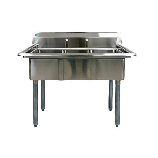 Cooler Depot 35 in. Stainless Steel 3-Compartments Commercial Sink