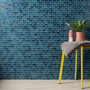 Speckle Tropical Blue 11.73 in. x 11.73 in. Polished Glass Wall Tile (0.95 sq. ft./Each)