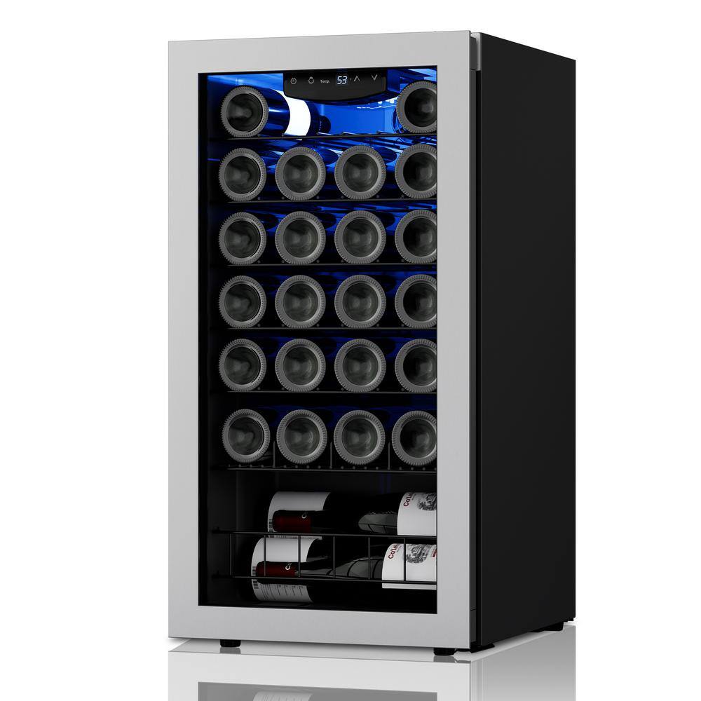 16.9 in. W 28-Bottle Freestanding Compressor Wine Cooler Refrigerator Mini Fridge Cellar Cooling Unit in Stainless Steel price history on PriceWatchPro