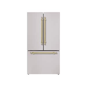 36" French Door Refrigerator, 20.3 cu. ft., Bottom Freezer, Automatic Ice Maker, Stainless Steel W-Classico Brass Trim