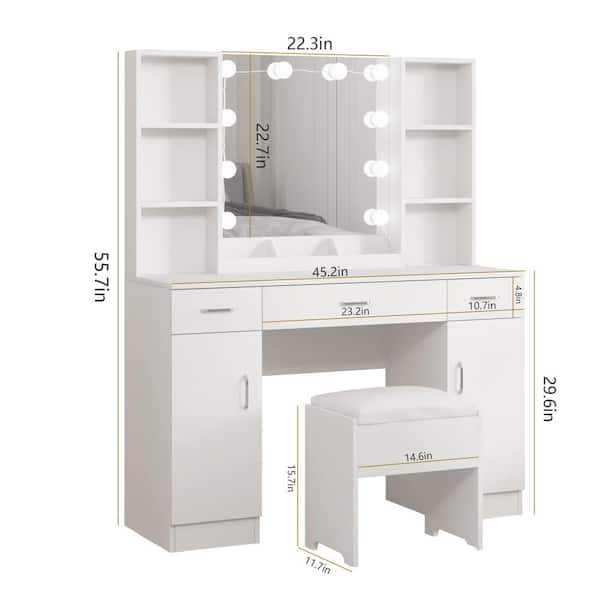 Makeup Vanity Desk with Lights, 3 Lighting Colors, UAE