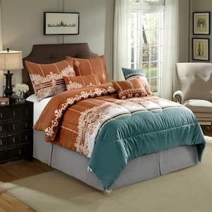 Bedding Comforter Set 7 Piece Bedding Sets -100% Polyester-100% Natural Soft Hand Feel - King Size, Brown