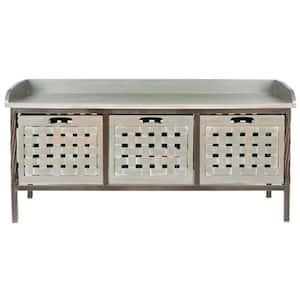 Isaac 3-Drawer Gray Entryway Bench
