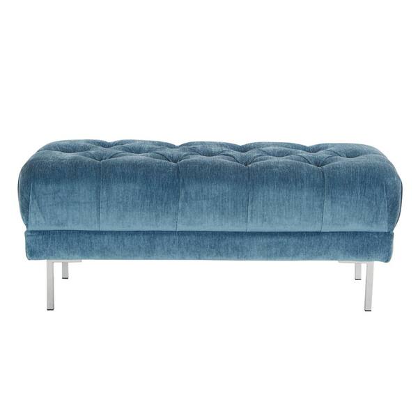 OSP Home Furnishings Addie Royal Tufted Bench in Fabric with Chrome Legs