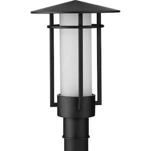 Exton 1-Light Textured Black Modern Outdoor Post Lantern Light