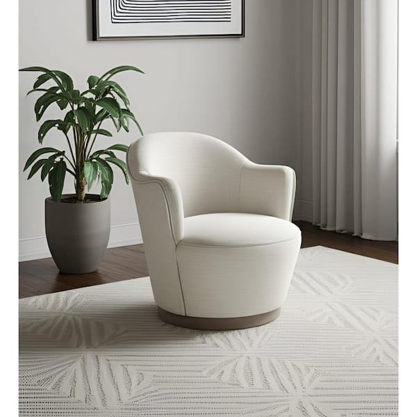 Textured Fabric Wood Barrel Chair