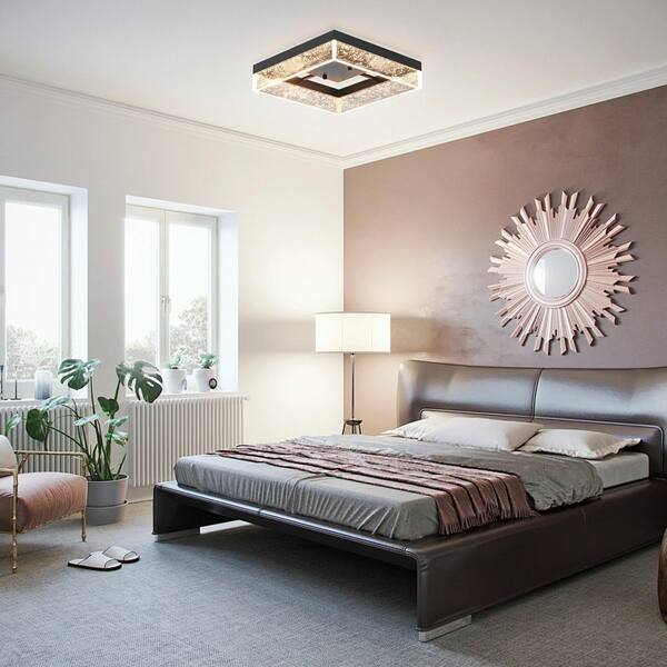 Genoci 11.81 in. 30-Watt Modern Black Square Dimmable Integrated