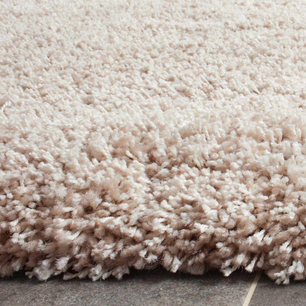 Santa Monica Beige Shag Rug, 4' x 6', Synthetic Blend