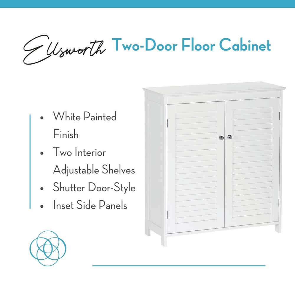 White Shutter Door Bathroom Storage Cabinet with Adjustable Shelves
